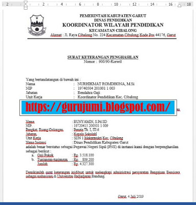 Scann Contoh Surat Keterangan Penghasilan / Gaji, https://gurujumi.blogspot.com/