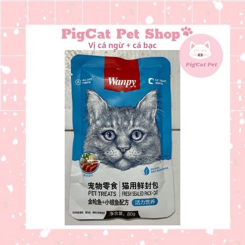 [ pigcat_pet_shop ] Pate wanpy gói 80g thay thế bữa ăn cho mèo lớn