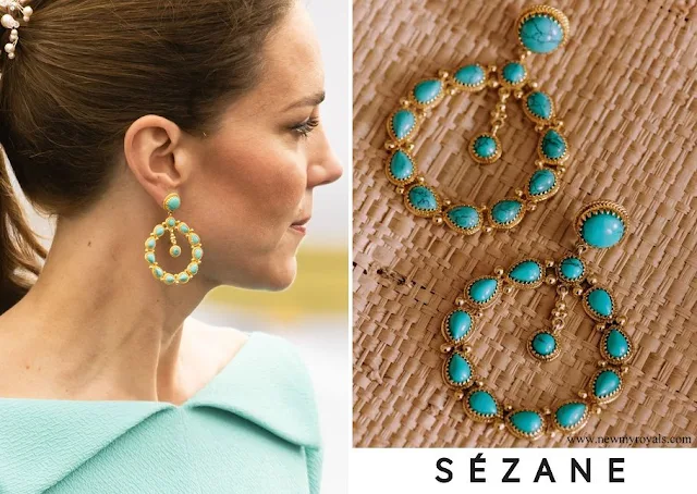 Kate Middleton in Sézane Taylor Earrings in Turquoise