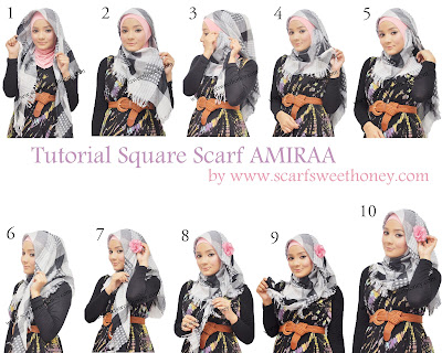 Cara Memakai Jilbab Segi 4 Scarf AMIRAA Style 1