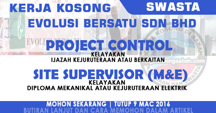 Kerja Kosong Project Control Site Supervisor Sipitang Jawatan Kosong Terkini Negeri Sabah