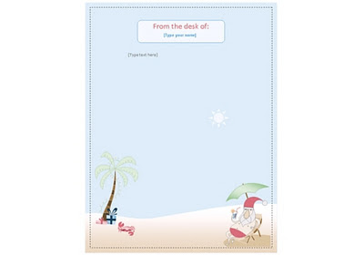 Summer Santa Letterhead Download from the Stationery Set created by Robert Aaron Wiley for Free Download from Microsoft Office Online