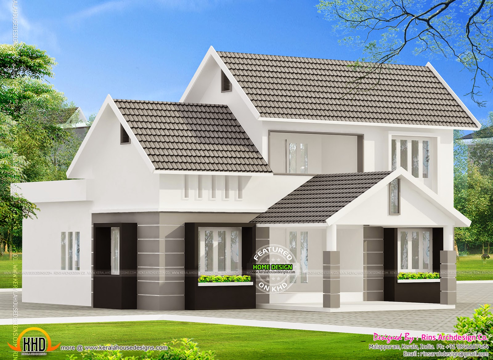 1800 sq feet sober colored house Kerala home design and 