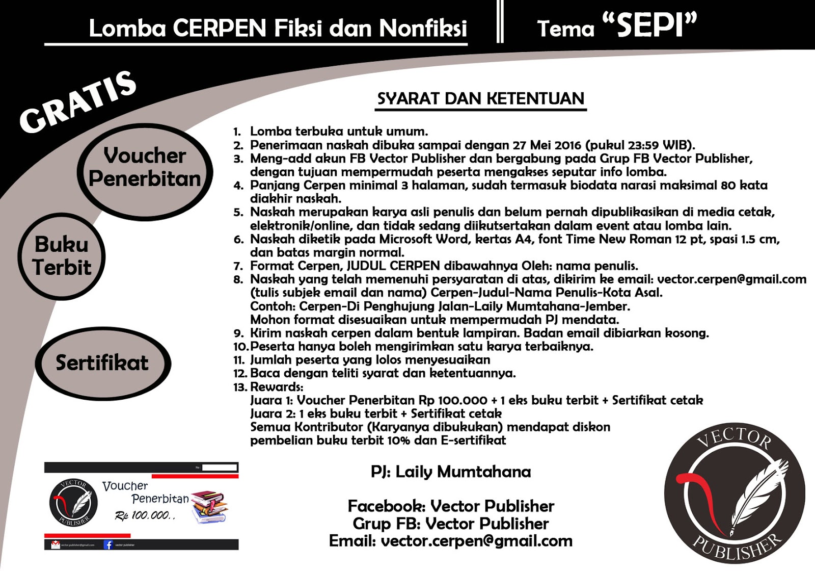 Lomba Menulis Cerpen Tema Sepi - Vector Publisher  Info 