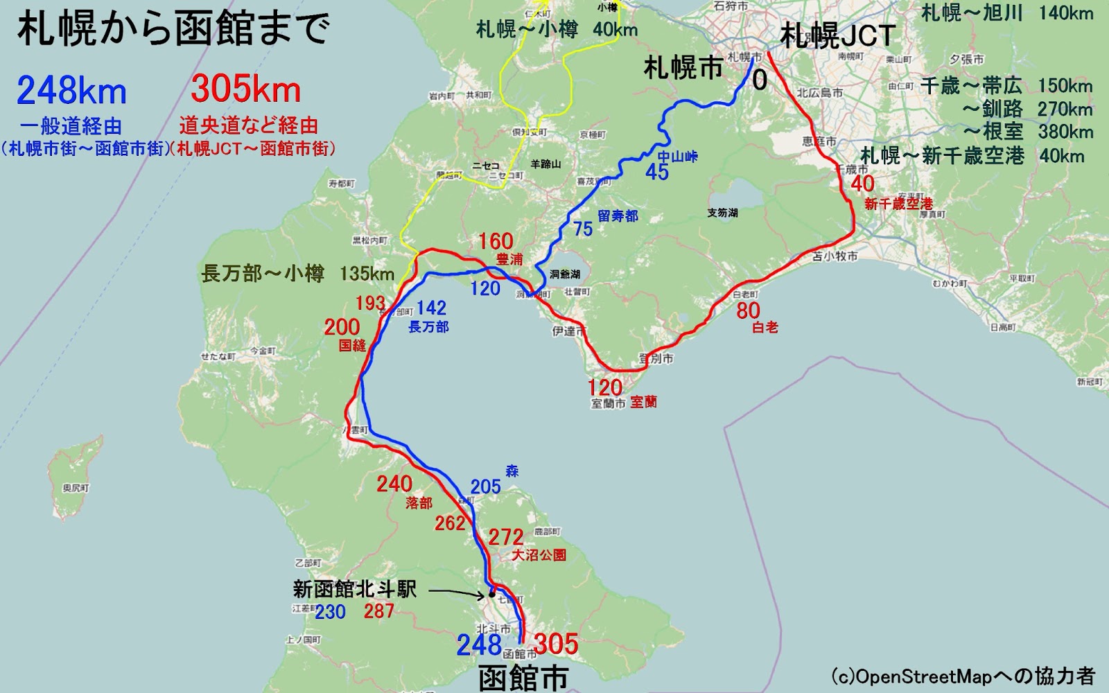 Rcp193の道路についてのブログ 道路以外もあります 新函館北斗駅から札幌市近郊 小樽 新千歳等 へ 車でどれくらい時間がかかるか