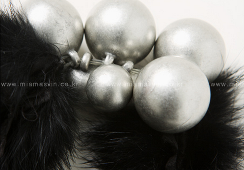 Fur Bracelet with Silver Balls