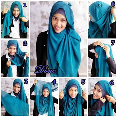 Cara Memakai Jilbab Shawl Chiffon Polkadot