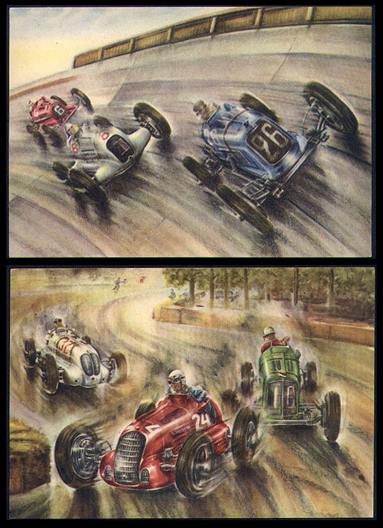 Series illustrating legendary race cars from the European GrandPrix of the 
