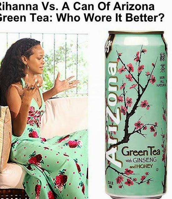 Rihanna in a green tea dress Arizona green tea Rhianna