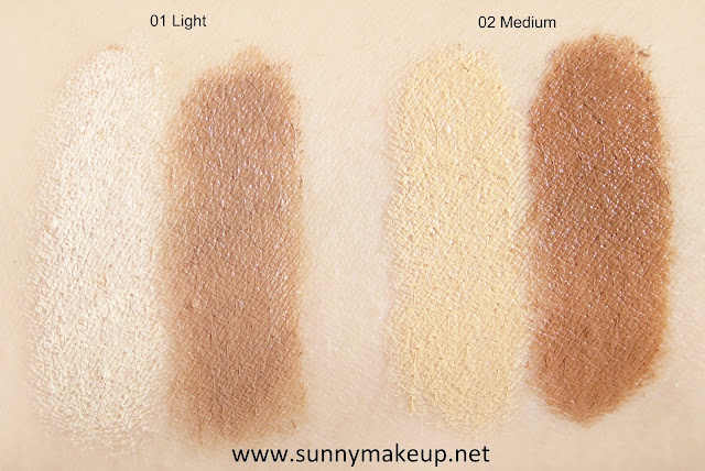 Swatches Maybelline - Easy Contouring. Master Contour: 01 Light, 02 Medium.