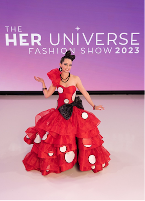 Rachel Petterson poses for a photo while wearing her “Totally Minnie” design at the Her Universve Fashion Show