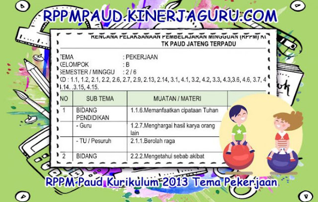 RPPM Paud Kurikulum 2013 Tema Pekerjaan