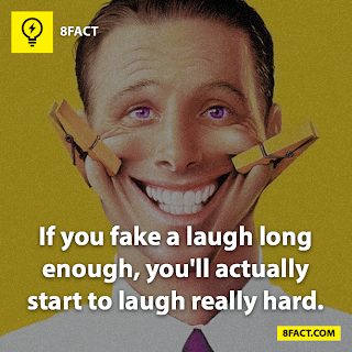 laugh facts , If you fake a laugh long enough , you'll actually start to laugh really hard.