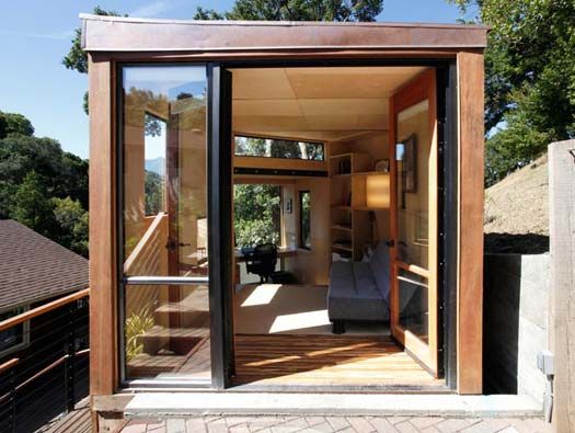 A prefab backyard home office