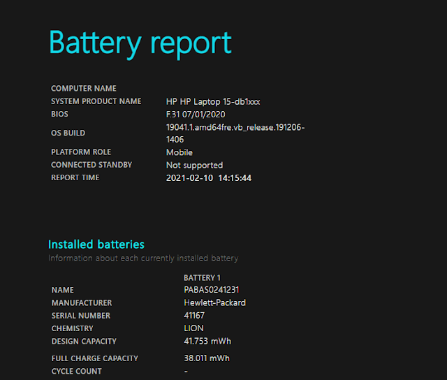 Windows 10 Laptop Bilgisayarda Pil Sağlığını Kontrol Etme