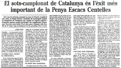 Campeonato de Catalunya de Ajedrez por equipos 1986/1987, prensa