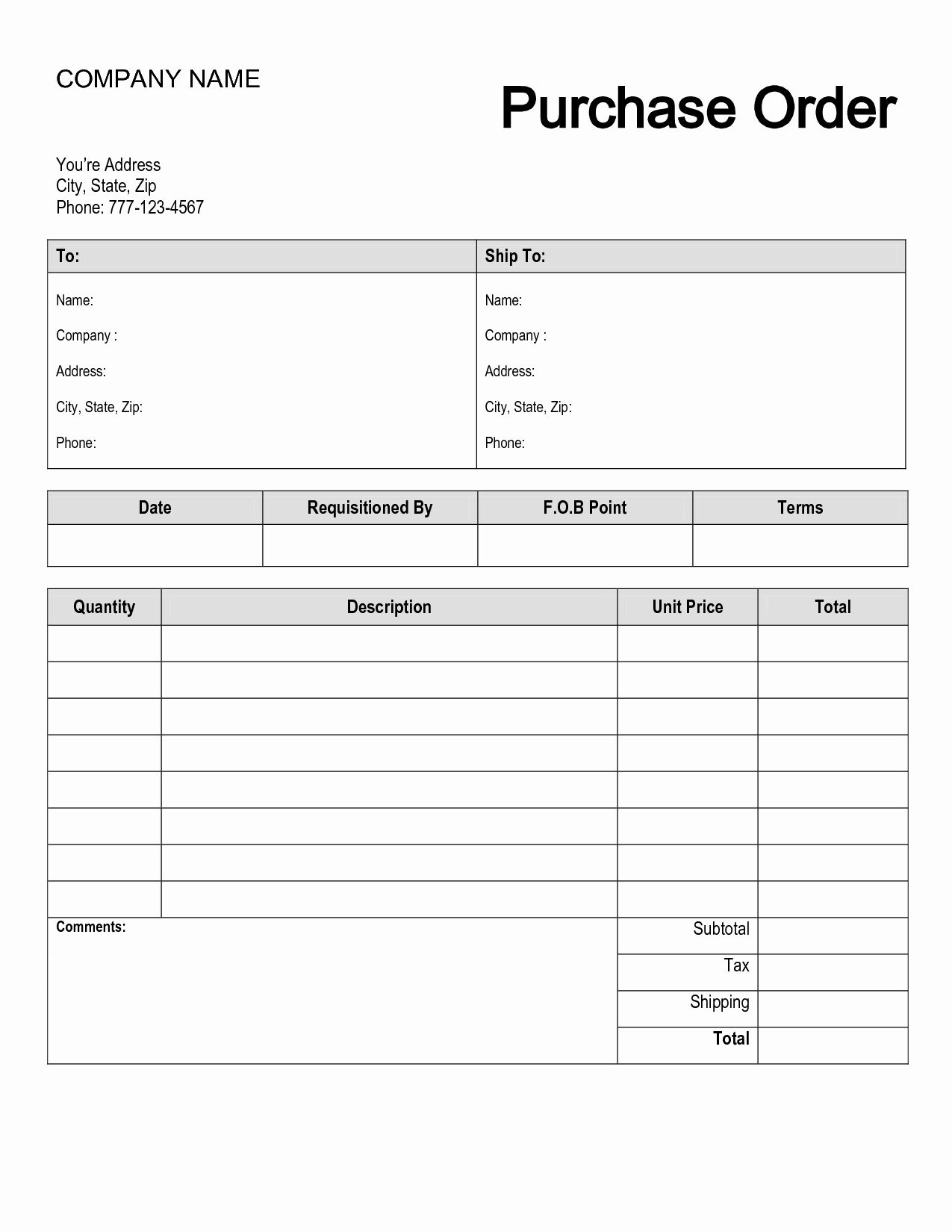 Purchase Order Template