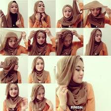 Cara memakai jilbab segi empat simple