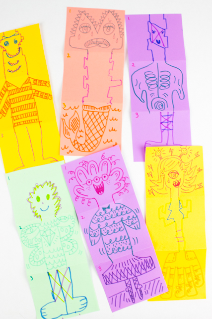 how to play the mix-up monster doodle art game activity with kids and family