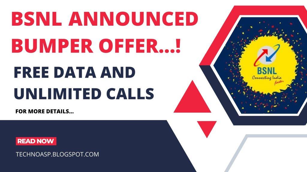 BSNL announced Bumper Offer 2GB data and unlimited calls free, bsnl 60 days validity plan, bsnl recharge, bsnl 2399 plan details 2022, bsnl 398 plan details,  bsnl plans, bsnl recharge offers, bsnl 1499 plan details in telugu, bsnl 2399 plan details in telugu, latest news