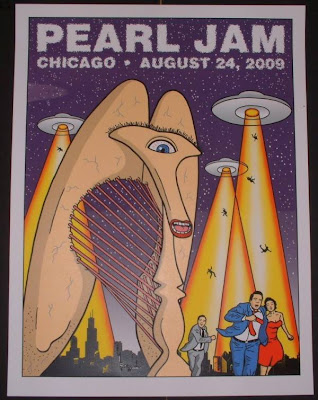 Pearl Jam - August 24, 2009 - United Center - Chicago, IL Concert Poster by Tom Tomorrow