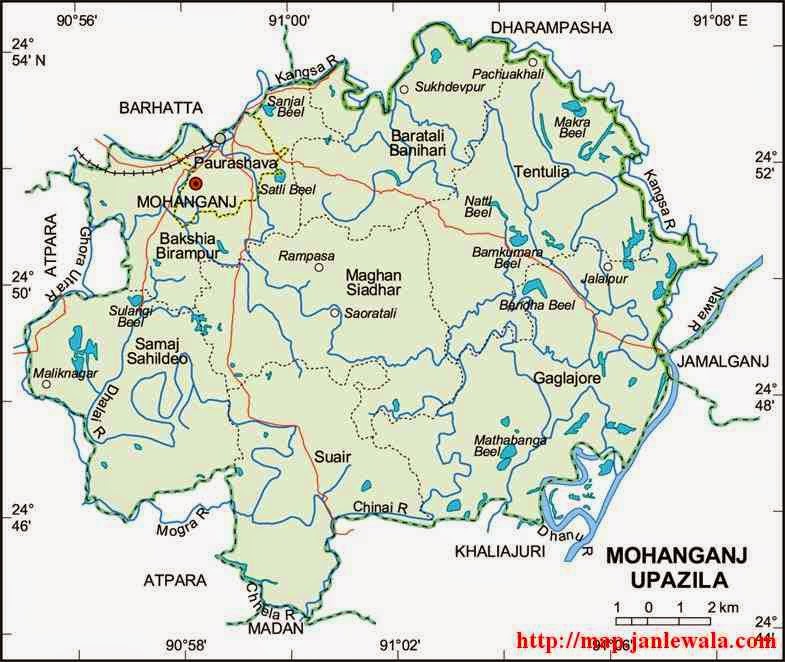 mohanganj upazila map of bangladesh