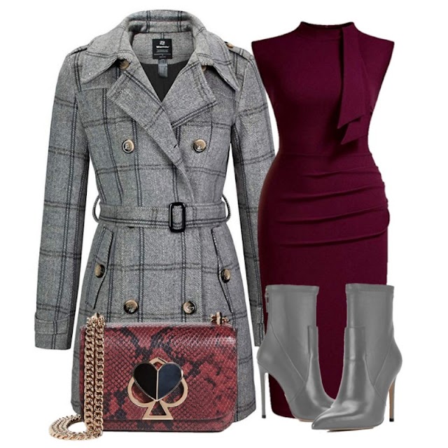 coat for different occasions and a dressy, belted, double breasted