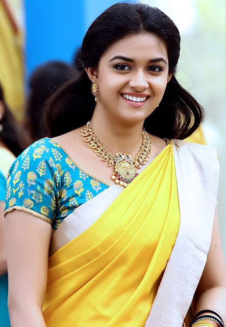 Keerthy Suresh in Yellow Net Saree