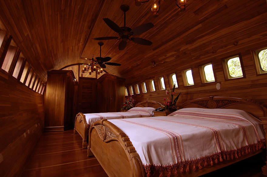  14 Crazy Hotels That Will Give You Serious Travel Goals - Plane Hotel in Costa Rica was created from a refurbished 1965 Boeing 727 that made a safe landing in the area. And don't worry: the interior is a lot better than anything you'd find in a regular airplane