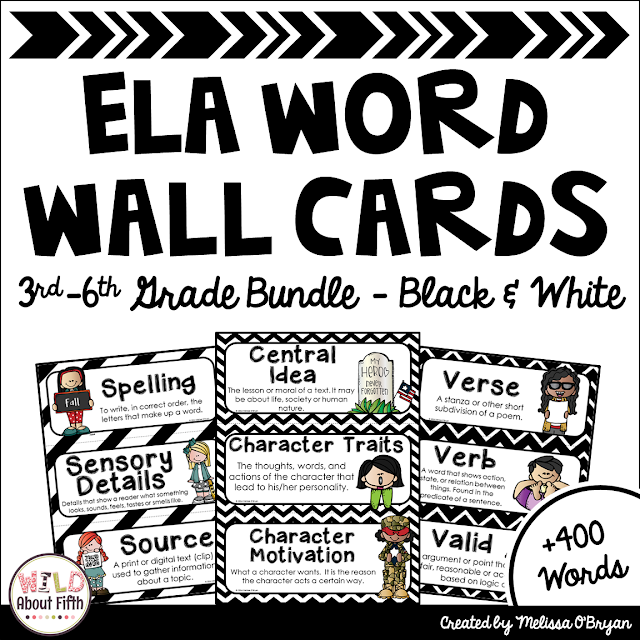 ELA Word Wall Vocabulary Cards