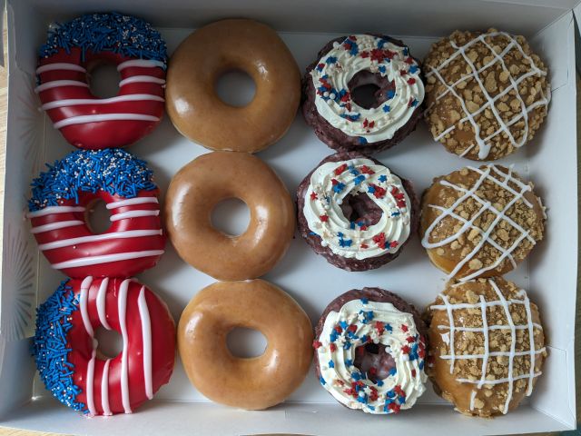 Krispy Kreme's 2023 Fourth of July Donuts top-down view.