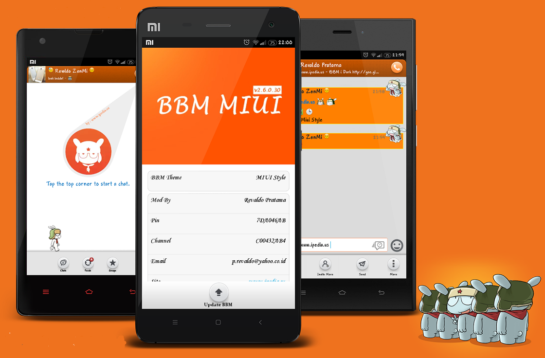 BBM Mod MIUI Versi 2.8.0.21 Apk Orange Theme With Floating Tab