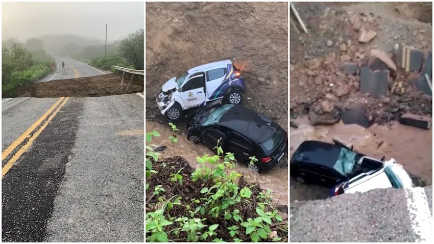 Rodovia onde cratera se abriu durante chuva e 'engoliu' carros segue bloqueada no Ceará; veja outros bloqueios