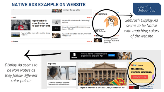 Example of Native Ad vs Non Native Ads