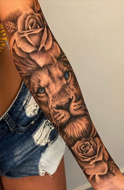 45 tatuagens de leão para as mulheres