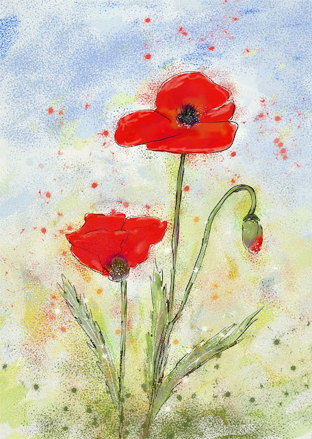 red summer poppies whimsical easy hang wall art