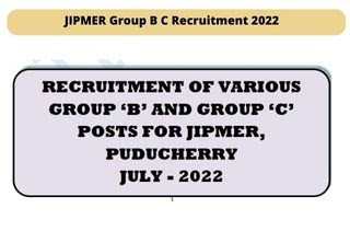 JIPMER Group B & C Recruitment 2022