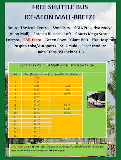 Rute dan Jadwal Keberangkatan Free Shuttle Bus Ice-Aeon Mall-Breeze di BSD City