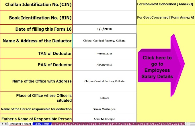 Tax Benefit on Home Loan Interest & Principle F.Y. 2017-18 ,With Automated 100 employees Master of Form 16 Part B for F.Y.2017-18