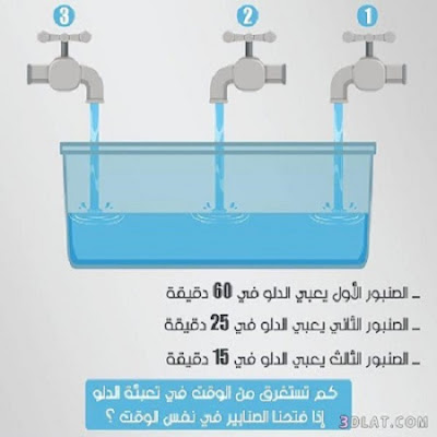 حل لغز كم تستغرق الحنفيات في تعبئة الدلو