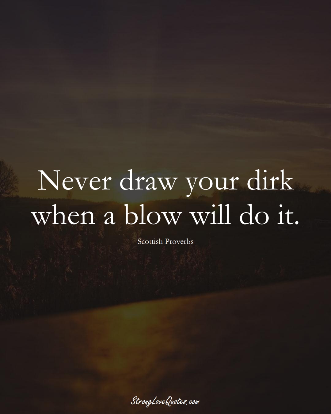 Never draw your dirk when a blow will do it. (Scottish Sayings);  #EuropeanSayings