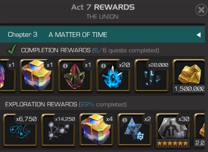 MCOC Act 7 Chapter 3 Completion Rewards