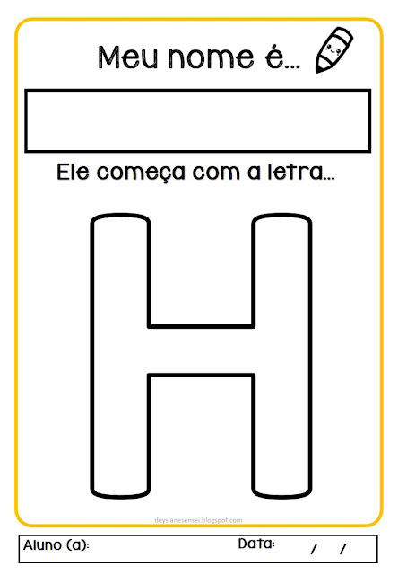 Atividade de educação infantil sobre nome próprio, identidade "Meu nome é"