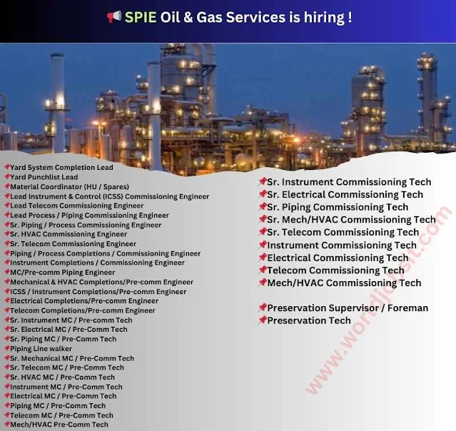 📢 SPIE Oil & Gas Services is hiring !