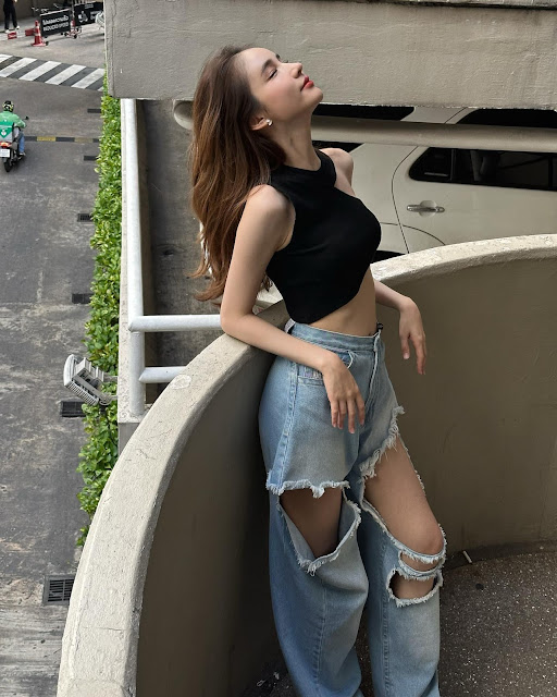 Yoshi Rinrada Thurapan  – Most Cute Ladyboy Thailand Fashion Models in Ripped Jeans for Girls Photoshoot