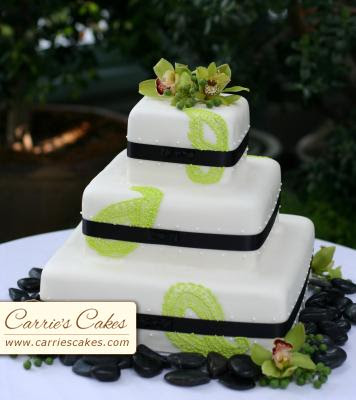 Black And White And Green Wedding Cakes