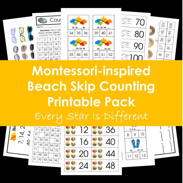 Montessori-inspired Beach Skip Counting Printable Pack