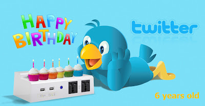 Twitter compie 6 anni, PowerBrick gli regala 6 candeline colorate happy birthday