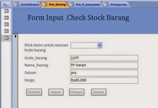 Contoh Aplikasi Penjualan Barang menggunakan Microsoft 