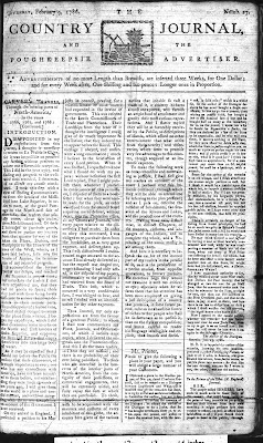 The Country Journal and Poughkeepsie Advertiser van 9 februari 1786, voorpagina